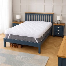 Neo Double Mattress Topper Soft Memory Foam Plush Bounce Fibre Breathable Diamond Quilted Fabric Elastic Anti Slip Corner Straps Secure Fit All UK Bed Sizes